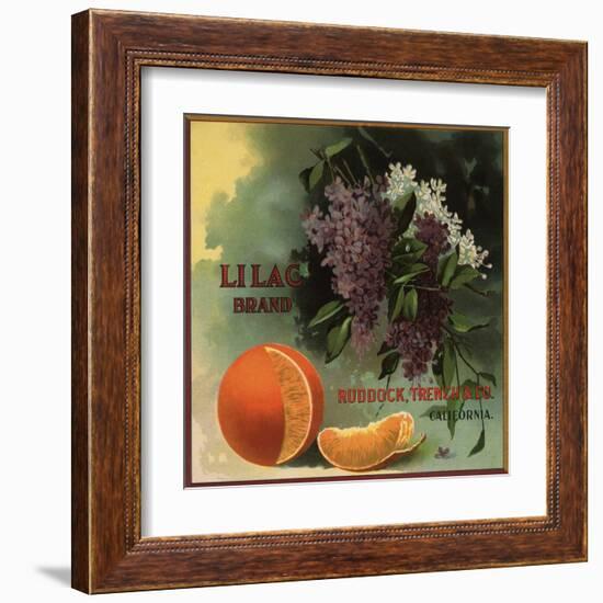 Lilac Brand - Ruddock, California - Citrus Crate Label-Lantern Press-Framed Art Print