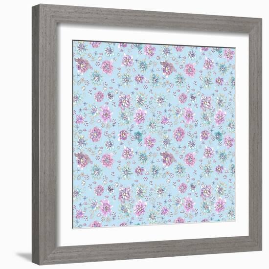 Lilac Flowers on Sky Blue-Effie Zafiropoulou-Framed Giclee Print