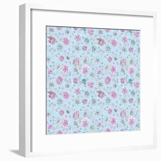 Lilac Flowers on Sky Blue-Effie Zafiropoulou-Framed Giclee Print