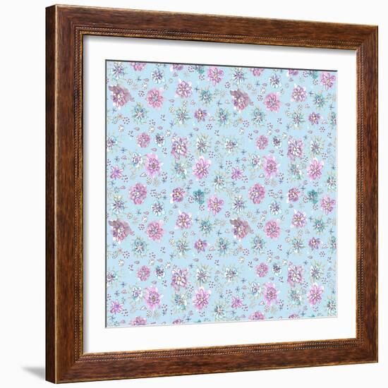 Lilac Flowers on Sky Blue-Effie Zafiropoulou-Framed Giclee Print