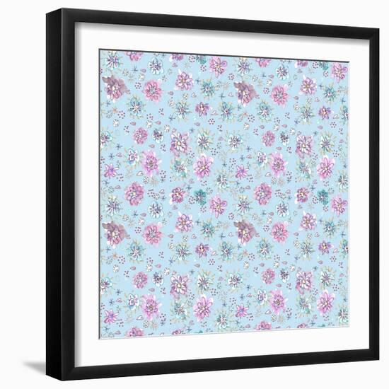 Lilac Flowers on Sky Blue-Effie Zafiropoulou-Framed Giclee Print