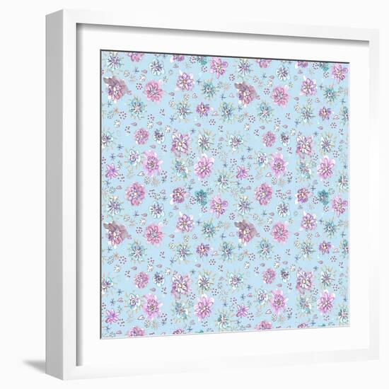 Lilac Flowers on Sky Blue-Effie Zafiropoulou-Framed Giclee Print