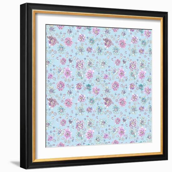 Lilac Flowers on Sky Blue-Effie Zafiropoulou-Framed Giclee Print