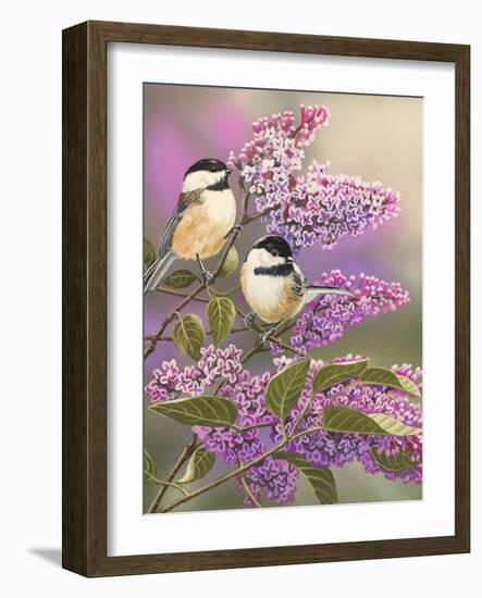 Lilacs and Chickadees-William Vanderdasson-Framed Giclee Print