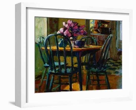 Lilacs and Green Chairs-Pam Ingalls-Framed Giclee Print