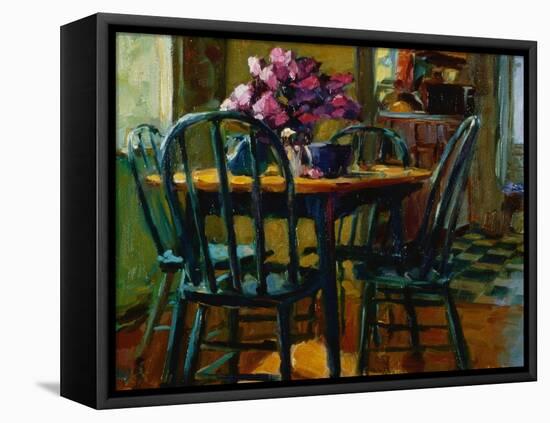 Lilacs and Green Chairs-Pam Ingalls-Framed Premier Image Canvas