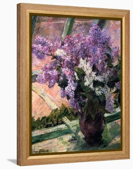 Lilacs in a Window, C1880-Mary Cassatt-Framed Premier Image Canvas