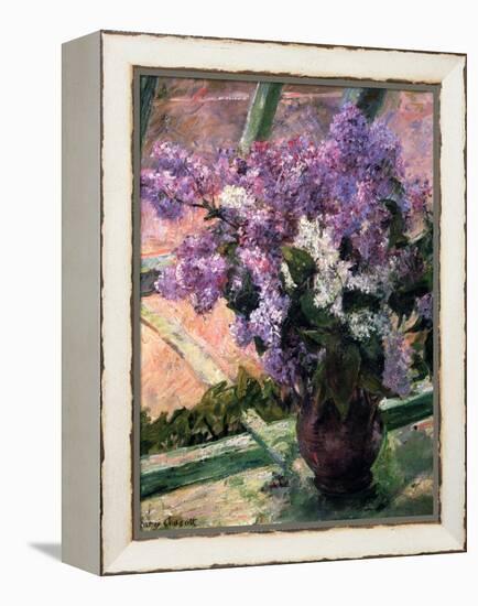 Lilacs in a Window, C1880-Mary Cassatt-Framed Premier Image Canvas