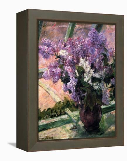 Lilacs in a Window, C1880-Mary Cassatt-Framed Premier Image Canvas