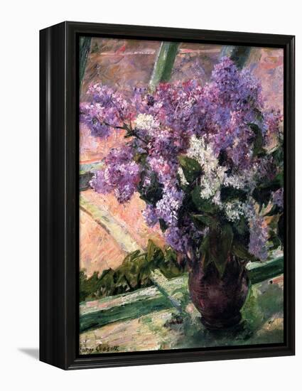 Lilacs in a Window, C1880-Mary Cassatt-Framed Premier Image Canvas