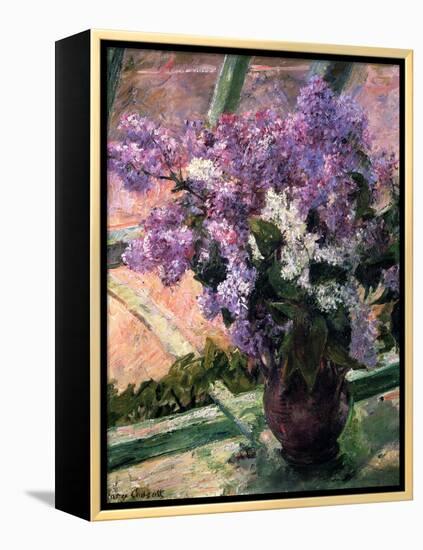 Lilacs in a Window, C1880-Mary Cassatt-Framed Premier Image Canvas