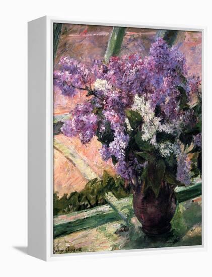 Lilacs in a Window, C1880-Mary Cassatt-Framed Premier Image Canvas