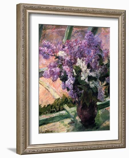 Lilacs in a Window, C1880-Mary Cassatt-Framed Premium Giclee Print