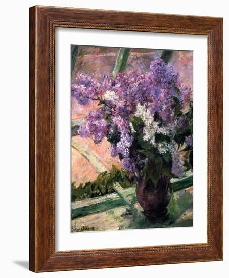 Lilacs in a Window, C1880-Mary Cassatt-Framed Premium Giclee Print