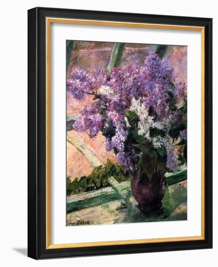 Lilacs in a Window, C1880-Mary Cassatt-Framed Premium Giclee Print