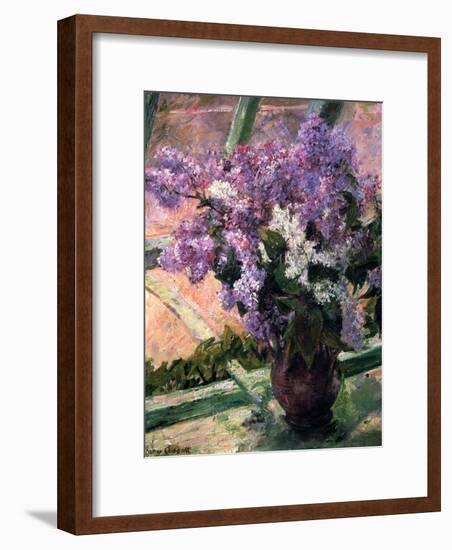 Lilacs in a Window, C1880-Mary Cassatt-Framed Giclee Print