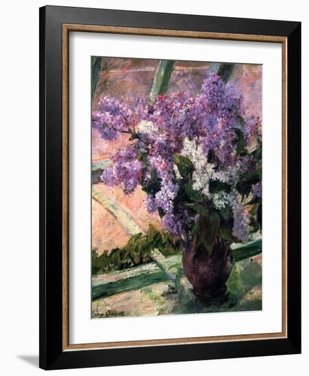 Lilacs in a Window, C1880-Mary Cassatt-Framed Giclee Print