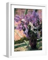 Lilacs in a Window, C1880-Mary Cassatt-Framed Giclee Print