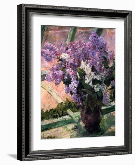 Lilacs in a Window, C1880-Mary Cassatt-Framed Giclee Print