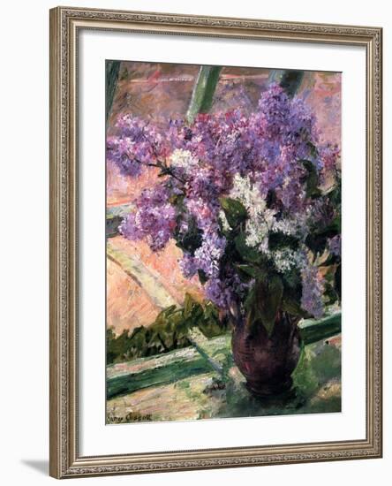 Lilacs in a Window, C1880-Mary Cassatt-Framed Giclee Print