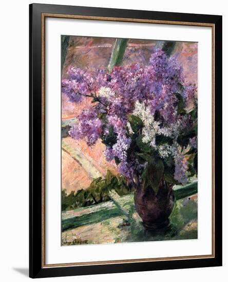 Lilacs in a Window, C1880-Mary Cassatt-Framed Giclee Print