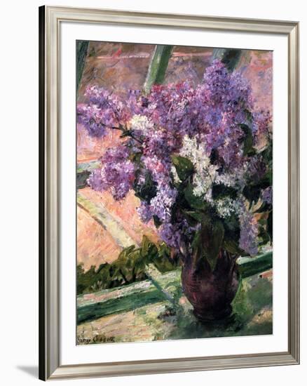 Lilacs in a Window, C1880-Mary Cassatt-Framed Giclee Print