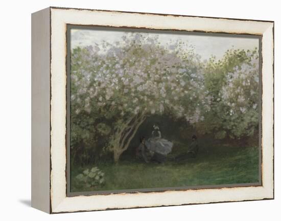 Lilas, temps gris, ou Le repos sous les lilas, jardin de Monet à Argenteuil-Claude Monet-Framed Premier Image Canvas