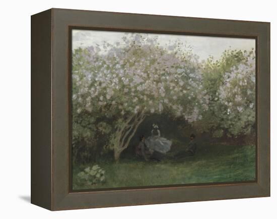 Lilas, temps gris, ou Le repos sous les lilas, jardin de Monet à Argenteuil-Claude Monet-Framed Premier Image Canvas