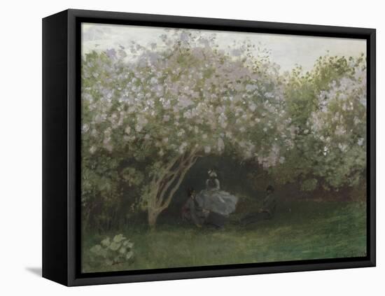 Lilas, temps gris, ou Le repos sous les lilas, jardin de Monet à Argenteuil-Claude Monet-Framed Premier Image Canvas