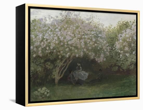 Lilas, temps gris, ou Le repos sous les lilas, jardin de Monet à Argenteuil-Claude Monet-Framed Premier Image Canvas