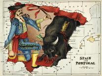 Map Of Spain and Portugal Represented As a Matador and Bull-Lilian Lancaster-Giclee Print