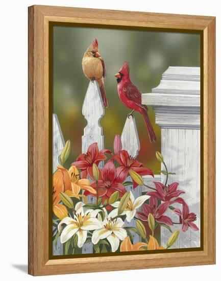 Lilies and Cardinals-William Vanderdasson-Framed Premier Image Canvas