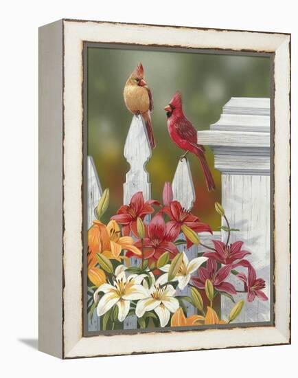 Lilies and Cardinals-William Vanderdasson-Framed Premier Image Canvas