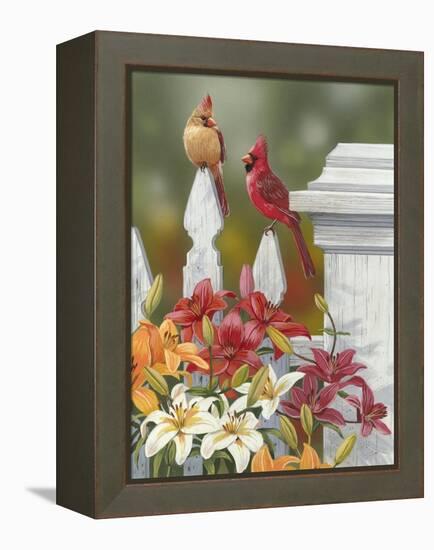 Lilies and Cardinals-William Vanderdasson-Framed Premier Image Canvas