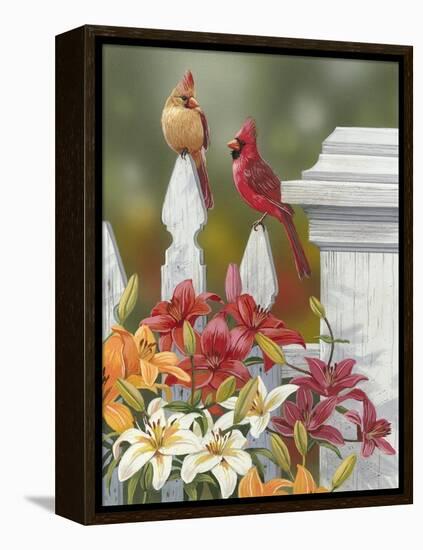 Lilies and Cardinals-William Vanderdasson-Framed Premier Image Canvas