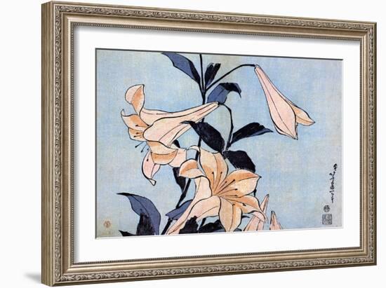 Lilies, C1830-Katsushika Hokusai-Framed Giclee Print