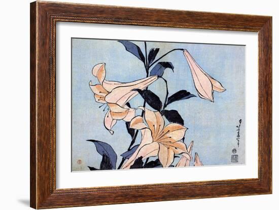 Lilies, C1830-Katsushika Hokusai-Framed Giclee Print