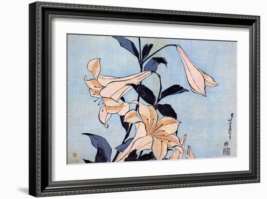 Lilies, C1830-Katsushika Hokusai-Framed Giclee Print