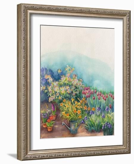 Lilies, Flowers in the Gardenspring Watering Can-ZPR Int’L-Framed Giclee Print