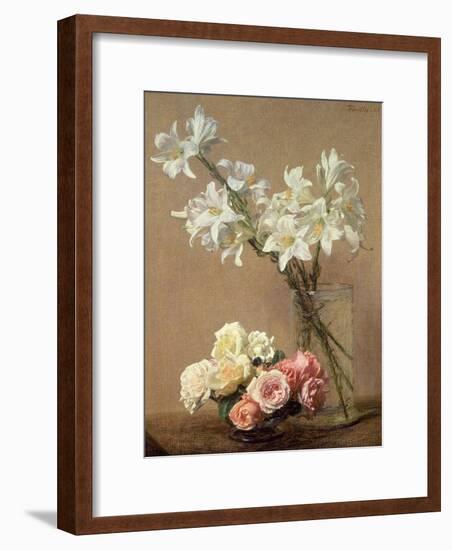 Lilies in a Vase, 1888-Henri Fantin-Latour-Framed Premium Giclee Print