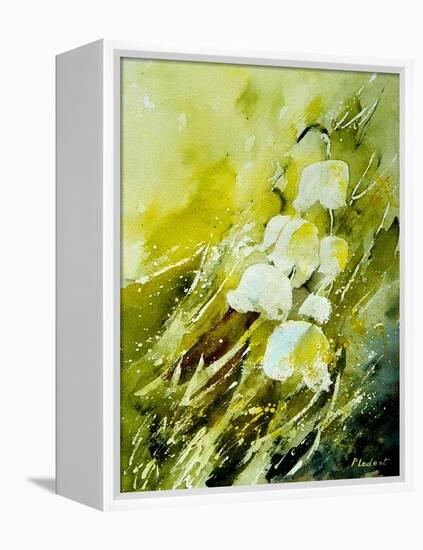 Lilies of the Valley Watercolor-Pol Ledent-Framed Stretched Canvas