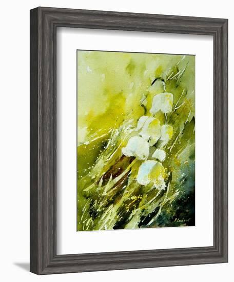 Lilies of the Valley Watercolor-Pol Ledent-Framed Art Print