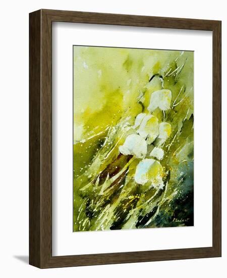 Lilies of the Valley Watercolor-Pol Ledent-Framed Art Print