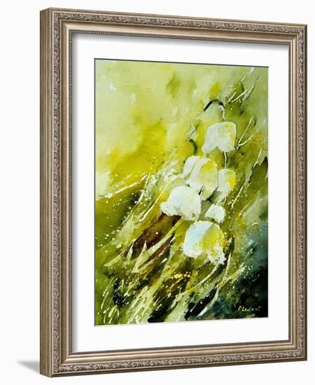 Lilies of the Valley Watercolor-Pol Ledent-Framed Art Print