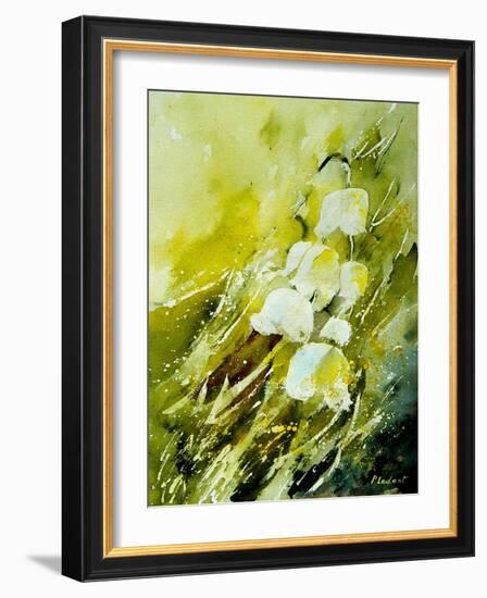 Lilies of the Valley Watercolor-Pol Ledent-Framed Art Print