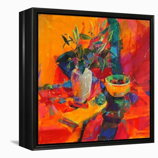 Lilies on a Red Ground, 2012-Peter Graham-Framed Premier Image Canvas