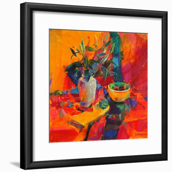 Lilies on a Red Ground, 2012-Peter Graham-Framed Giclee Print