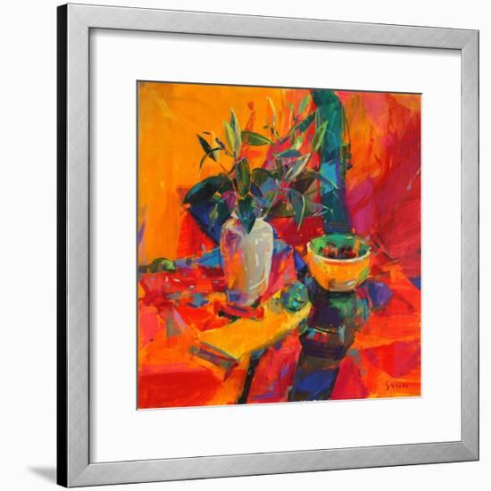 Lilies on a Red Ground, 2012-Peter Graham-Framed Giclee Print