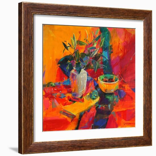 Lilies on a Red Ground, 2012-Peter Graham-Framed Giclee Print