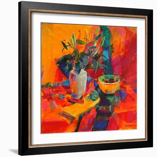 Lilies on a Red Ground, 2012-Peter Graham-Framed Giclee Print